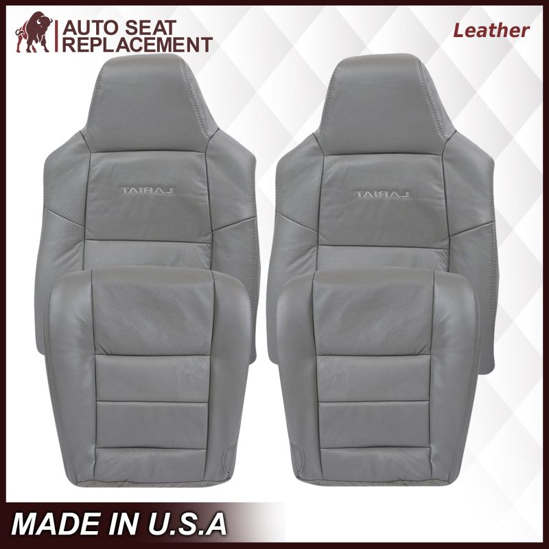 2003-2007 Ford F250/F350/F450/F550 Lariat Seat Cover in Flint Gray: Choose Leather or Vinyl- 2000 2001 2002 2003 2004 2005 2006- Leather- Vinyl- Seat Cover Replacement- Auto Seat Replacement