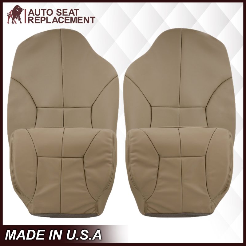 1998-2002 Dodge Ram 1500 2500 3500 (Backrest Without Logo) in Tan: Choose From Variation- 2000 2001 2002 2003 2004 2005 2006- Leather- Vinyl- Seat Cover Replacement- Auto Seat Replacement