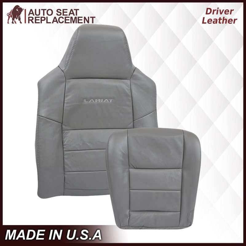 2003-2007 Ford F250/F350/F450/F550 Lariat Seat Cover in Flint Gray: Choose Leather or Vinyl- 2000 2001 2002 2003 2004 2005 2006- Leather- Vinyl- Seat Cover Replacement- Auto Seat Replacement