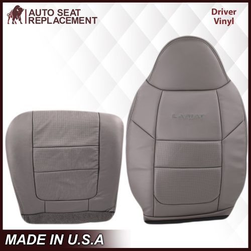 2001 Ford F250 F350 Lariat Perforated Seat Cover in Gray: Choose Leather or Vinyl- 2000 2001 2002 2003 2004 2005 2006- Leather- Vinyl- Seat Cover Replacement- Auto Seat Replacement