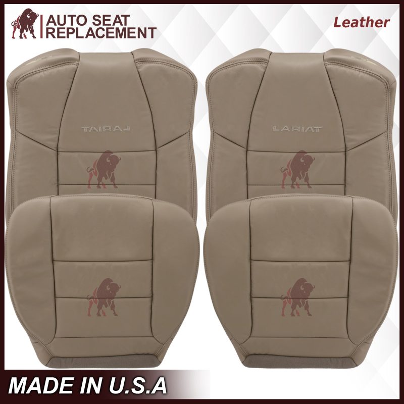 2002-2007 Ford F250/F350/F450/F550 Lariat Extended Cab Seat Cover in Tan: Choose Leather or Vinyl- 2000 2001 2002 2003 2004 2005 2006- Leather- Vinyl- Seat Cover Replacement- Auto Seat Replacement