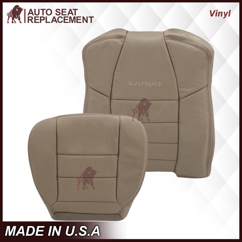 2002-2007 Ford F250/F350/F450/F550 Lariat Extended Cab Seat Cover in Tan: Choose Leather or Vinyl- 2000 2001 2002 2003 2004 2005 2006- Leather- Vinyl- Seat Cover Replacement- Auto Seat Replacement