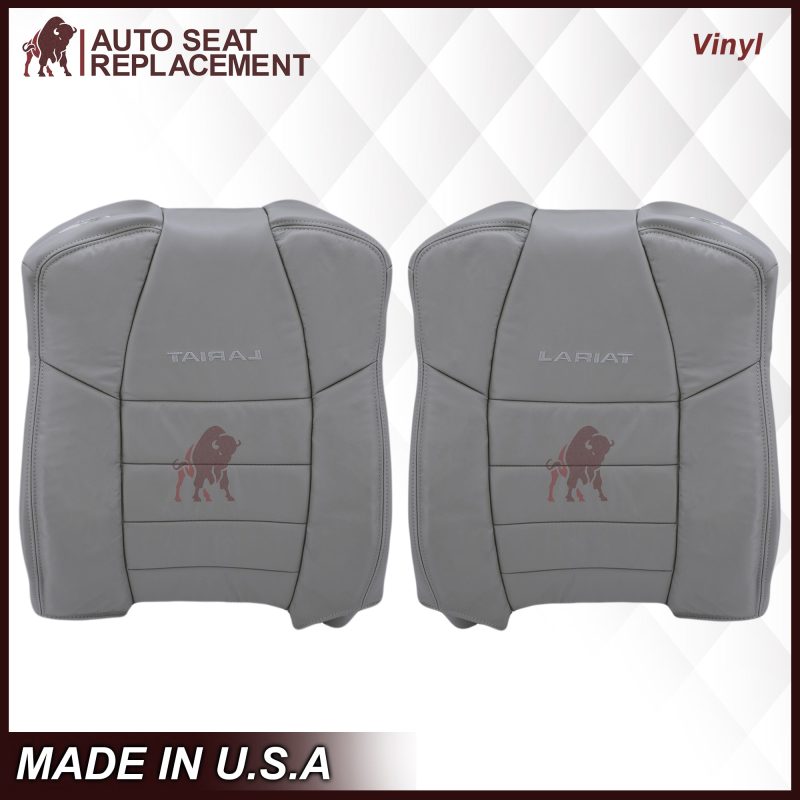 2002-2007 Ford F250/F350/F450/F550 Lariat Extended Cab Seat Cover in Flint Gray: Choose Leather or Vinyl- 2000 2001 2002 2003 2004 2005 2006- Leather- Vinyl- Seat Cover Replacement- Auto Seat Replacement