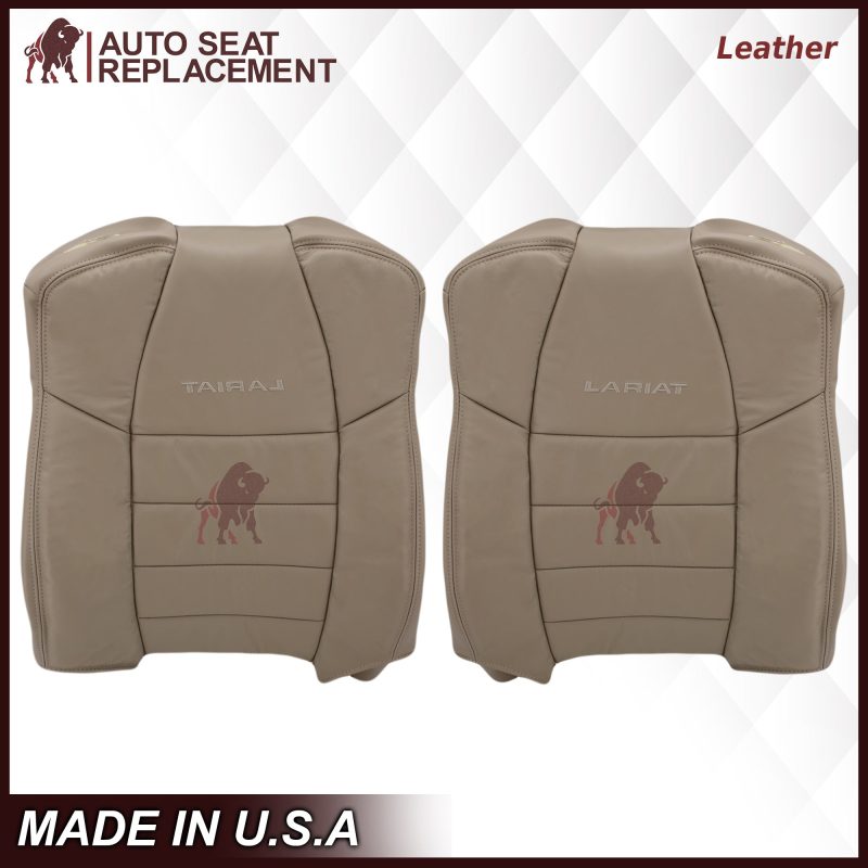 2002-2007 Ford F250/F350/F450/F550 Lariat Extended Cab Seat Cover in Tan: Choose Leather or Vinyl- 2000 2001 2002 2003 2004 2005 2006- Leather- Vinyl- Seat Cover Replacement- Auto Seat Replacement