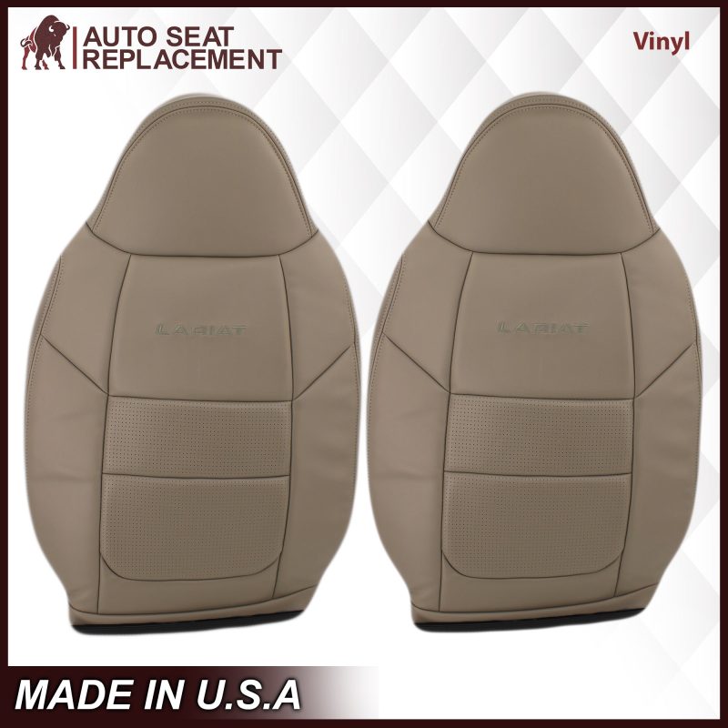 2001 Ford F250 F350 Lariat Perforated Seat Cover in Tan: Choose Leather or Vinyl- 2000 2001 2002 2003 2004 2005 2006- Leather- Vinyl- Seat Cover Replacement- Auto Seat Replacement