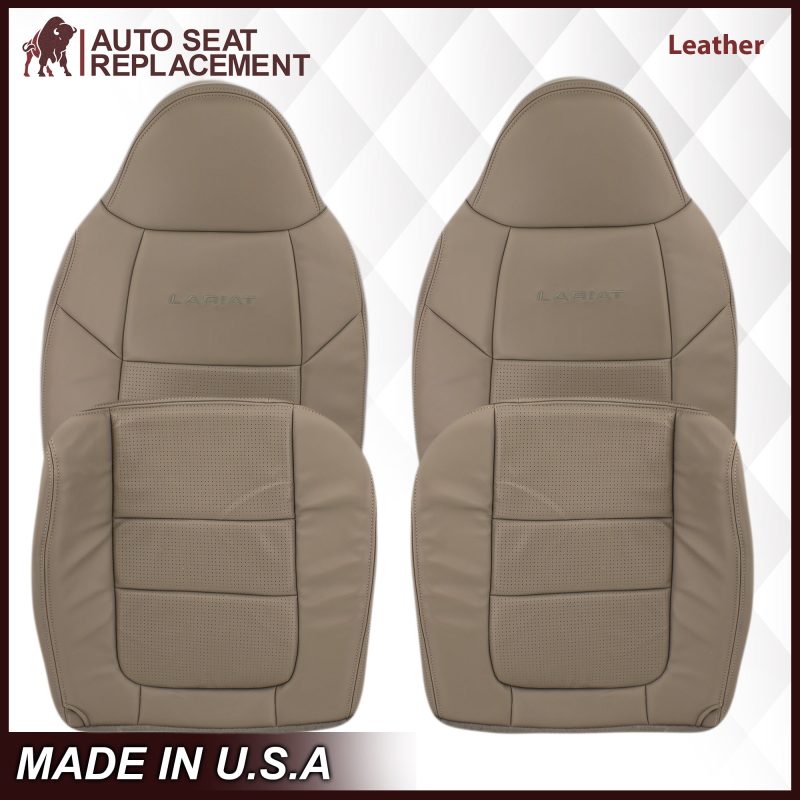 2001 Ford F250 F350 Lariat Perforated Seat Cover in Tan: Choose Leather or Vinyl- 2000 2001 2002 2003 2004 2005 2006- Leather- Vinyl- Seat Cover Replacement- Auto Seat Replacement