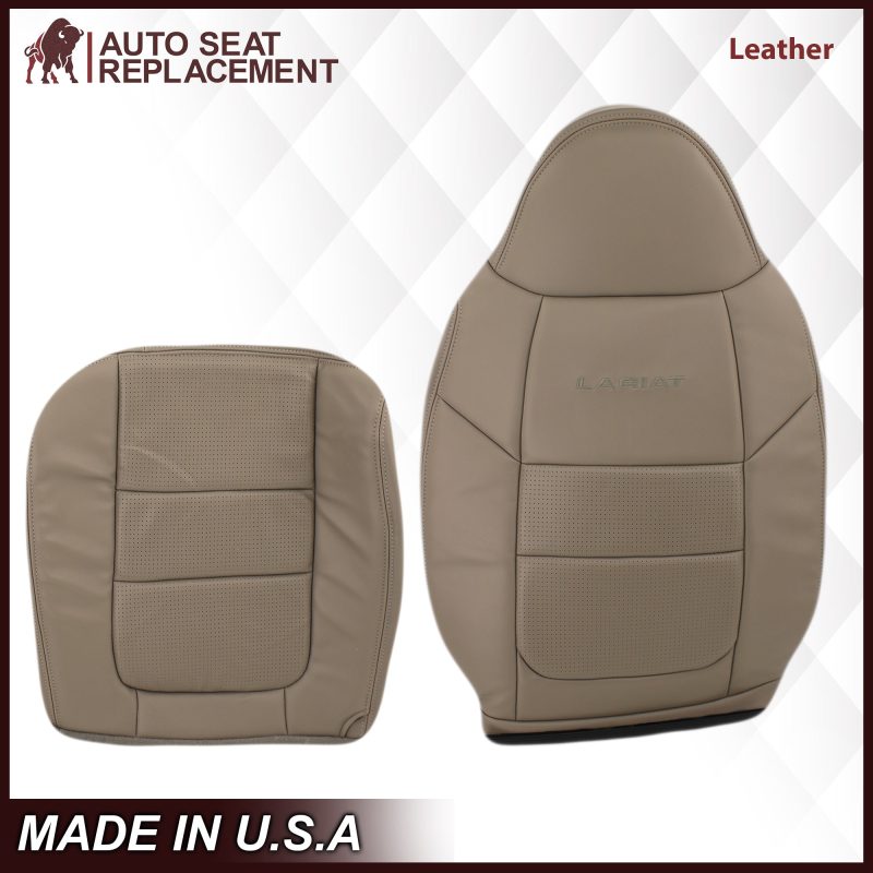 2001 Ford F250 F350 Lariat Perforated Seat Cover in Tan: Choose Leather or Vinyl- 2000 2001 2002 2003 2004 2005 2006- Leather- Vinyl- Seat Cover Replacement- Auto Seat Replacement