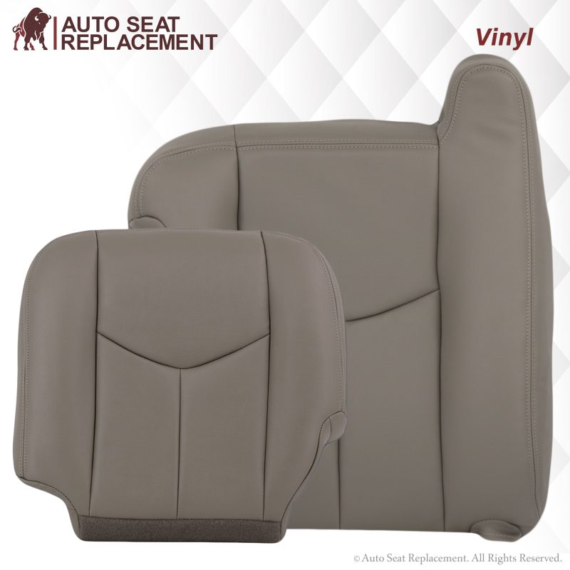 2003-2007 Chevy Silverado/Avalanche Seat Cover In Light Gray: Choose From Variation- 2000 2001 2002 2003 2004 2005 2006- Leather- Vinyl- Seat Cover Replacement- Auto Seat Replacement