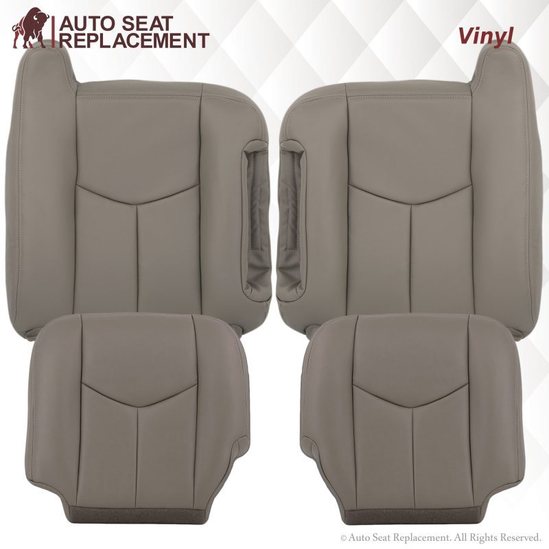 2003-2007 Chevy Silverado/Avalanche Seat Cover In Light Gray: Choose From Variation- 2000 2001 2002 2003 2004 2005 2006- Leather- Vinyl- Seat Cover Replacement- Auto Seat Replacement