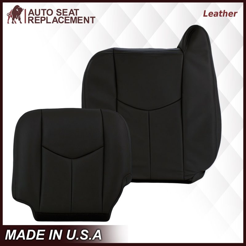 2003-2007 Chevy Silverado/Avalanche & GMC Sierra work Truck Seat Cover in Dark Gray 40/20/40 (Leanback Without Armrest): Choose Leather or Vinyl- 2000 2001 2002 2003 2004 2005 2006- Leather- Vinyl- Seat Cover Replacement- Auto Seat Replacement