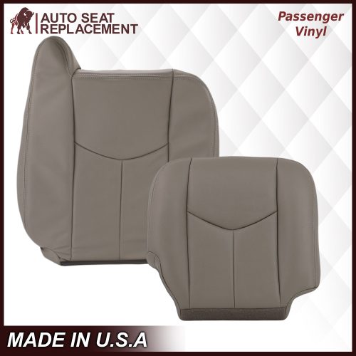 2003-2007 Chevy Silverado/Avalanche & GMC Sierra Work Truck Seat Cover in Gray 40/20/40 (Leanback Without Armrest): Choose Leather or Vinyl- 2000 2001 2002 2003 2004 2005 2006- Leather- Vinyl- Seat Cover Replacement- Auto Seat Replacement