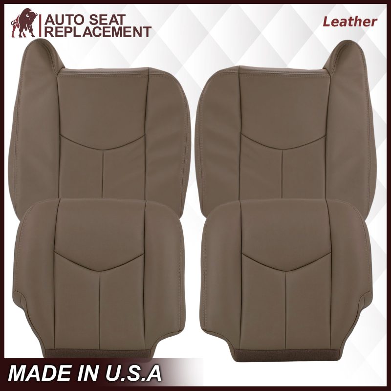 2003-2007 Chevy Silverado/Avalanche & GMC Sierra Work Truck Seat Cover in Tan 40/20/40 (Leanback Without Armrest): Choose Leather or Vinyl- 2000 2001 2002 2003 2004 2005 2006- Leather- Vinyl- Seat Cover Replacement- Auto Seat Replacement