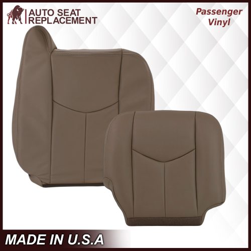 2003-2007 Chevy Silverado/Avalanche & GMC Sierra Work Truck Seat Cover in Tan 40/20/40 (Leanback Without Armrest): Choose Leather or Vinyl- 2000 2001 2002 2003 2004 2005 2006- Leather- Vinyl- Seat Cover Replacement- Auto Seat Replacement