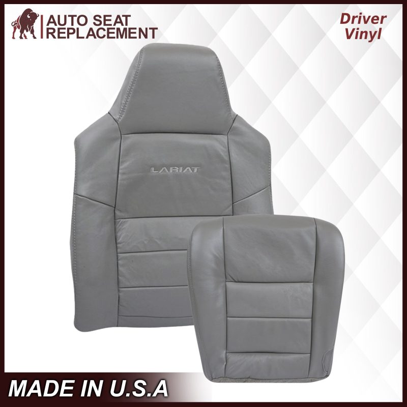 2003-2007 Ford F250/F350/F450/F550 Lariat Seat Cover in Flint Gray: Choose Leather or Vinyl- 2000 2001 2002 2003 2004 2005 2006- Leather- Vinyl- Seat Cover Replacement- Auto Seat Replacement