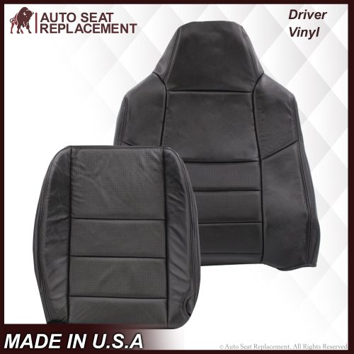 2002-2007 Ford F-250/F-350 Lariat Seat Cover in Black with Perforated Inserts: Choose From Variants- 2000 2001 2002 2003 2004 2005 2006- Leather- Vinyl- Seat Cover Replacement- Auto Seat Replacement